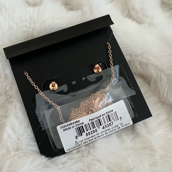 Coach Open Circle Necklace and Tea Rose Stud Set - Picture 3 of 4